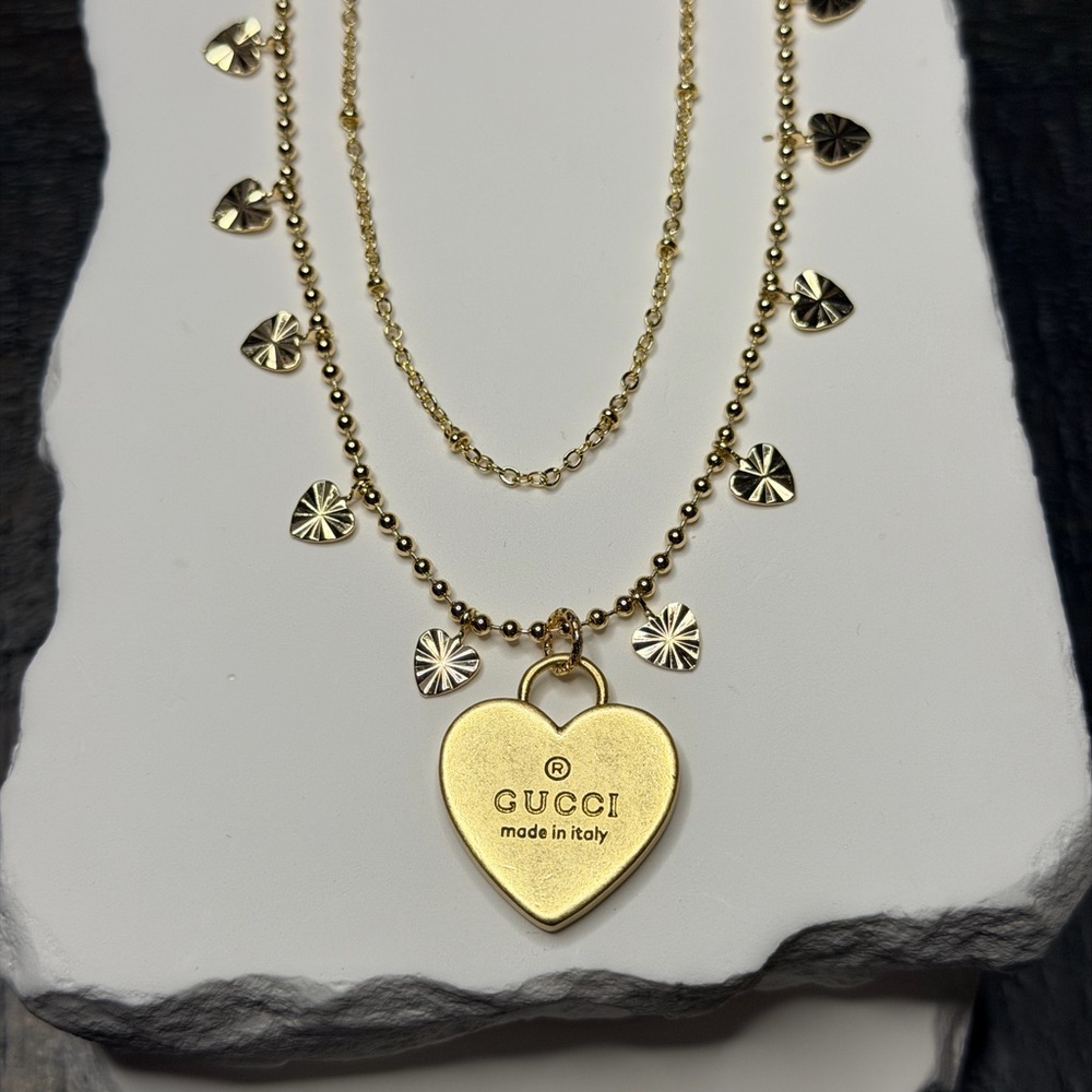 GG Gold Layered Heart Necklace